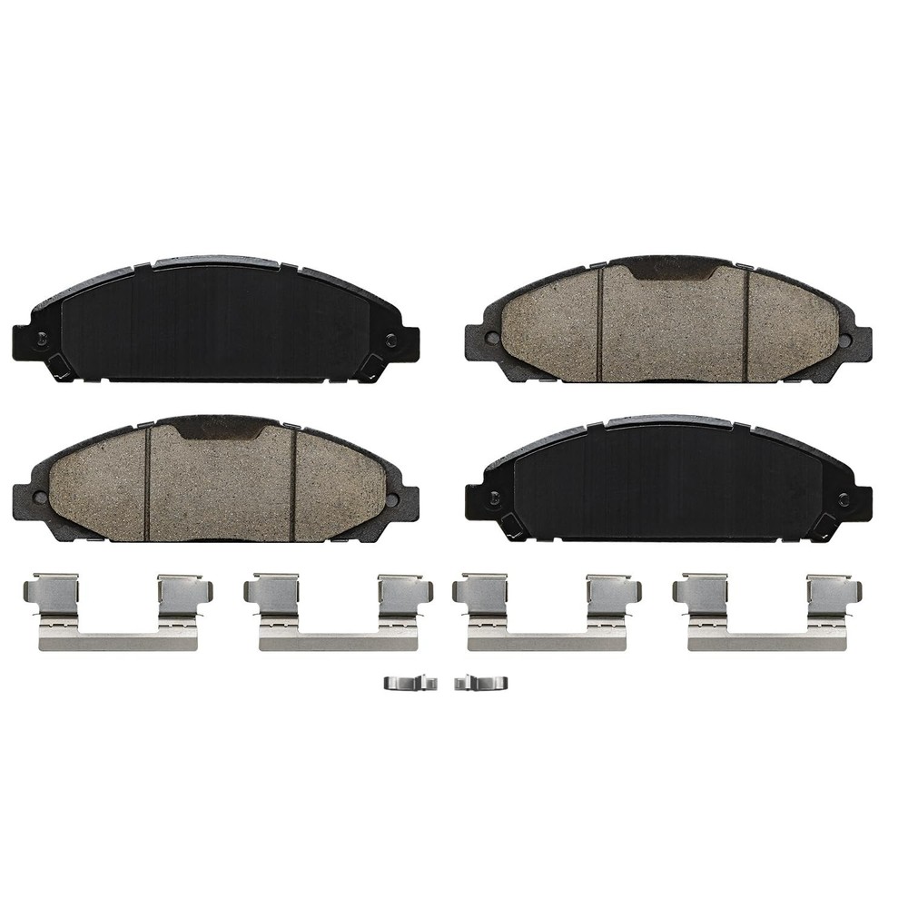Front & Rear Ceramic Brake Pads w/ Hardware for 2015 2016 2017 2018 Ford Mustang