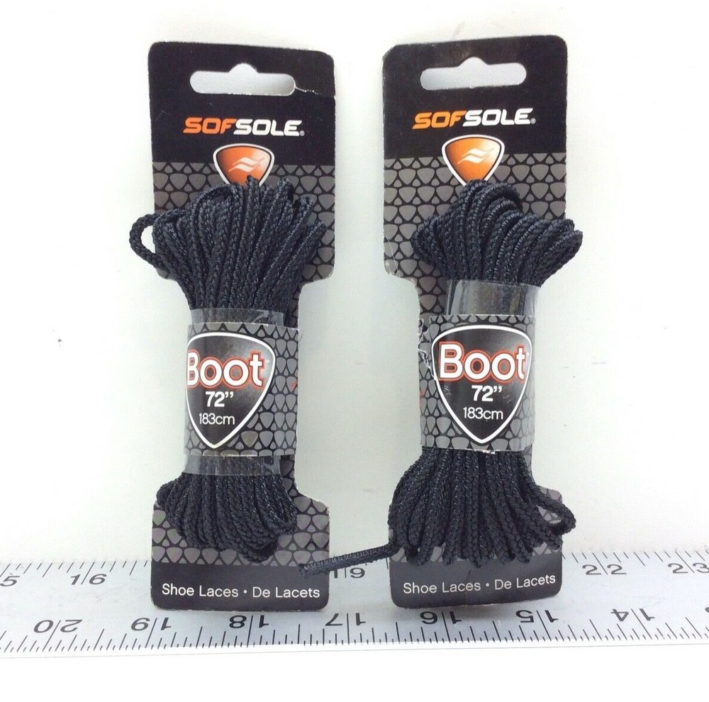 2 - SofSole Military Round Boot Lace Black 72" 2 Pack