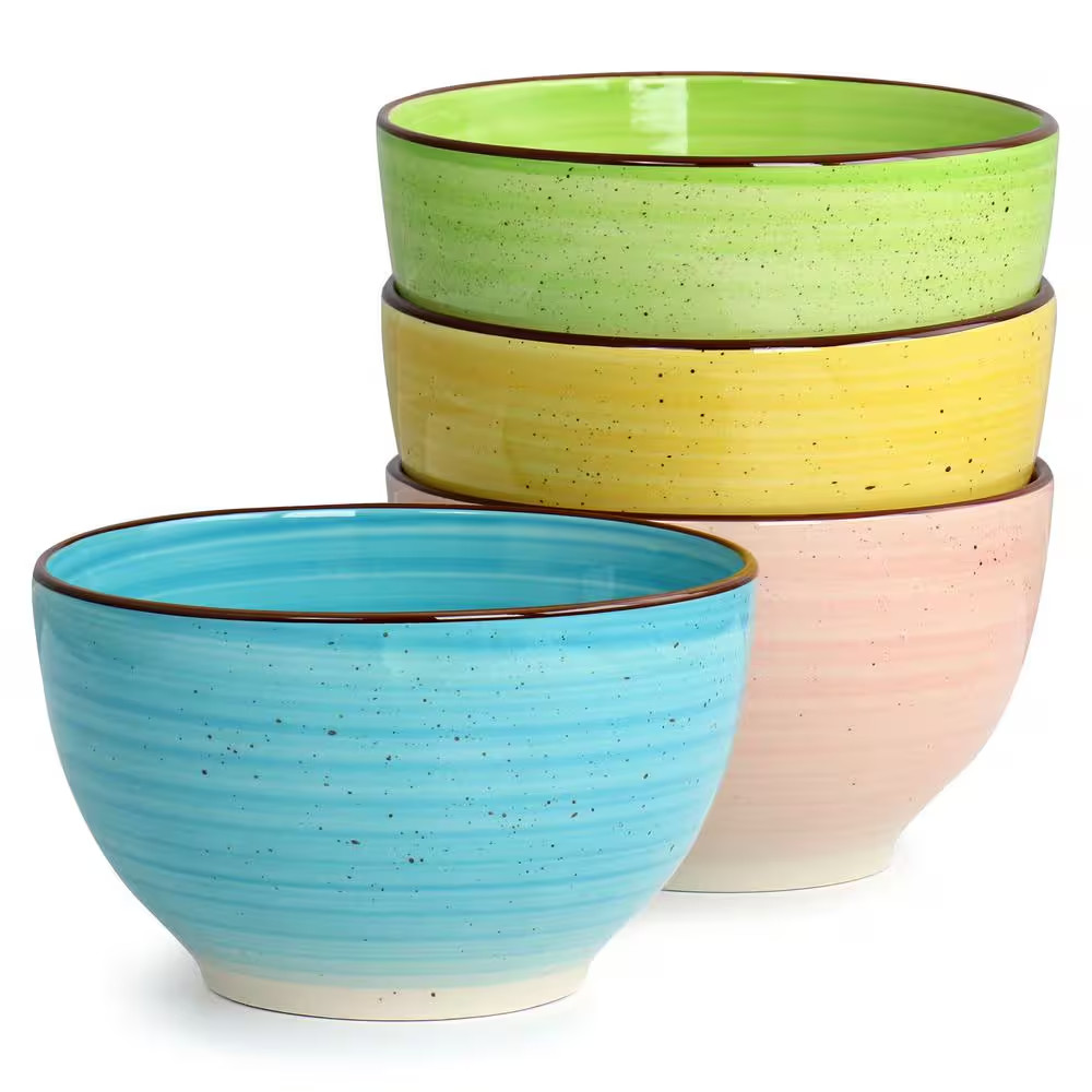 Hudson 16-Piece Double Bowl Mocha Stoneware Dinnerware Set