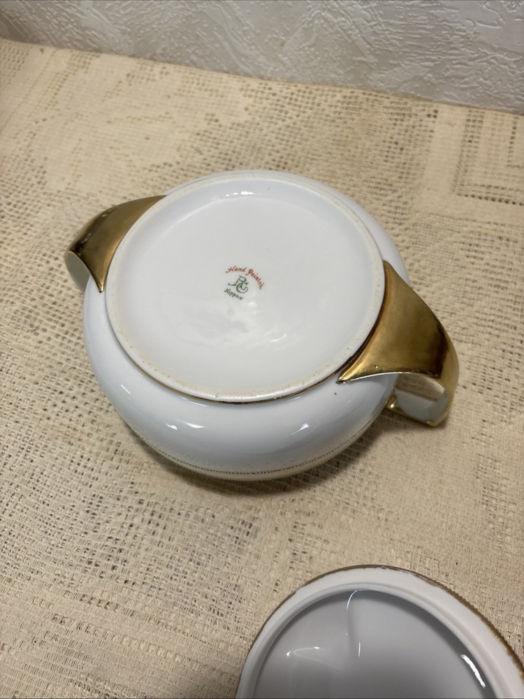 handpainted nippon covered sugar bowl