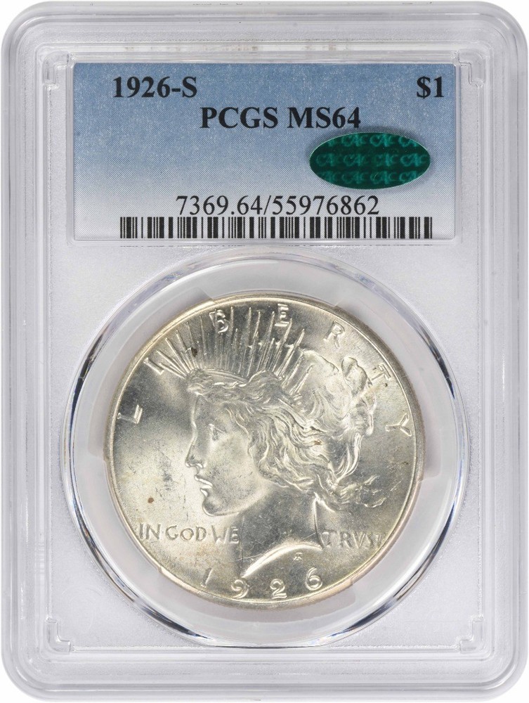 1926-S Peace Silver  Dollar MS64 PCGS (CAC)