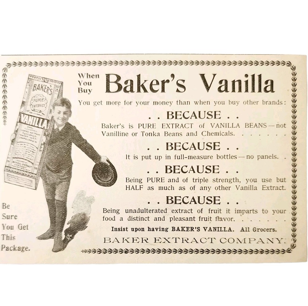 Baker's Extracts Vanilla Baking 1897 Advertisement Springfield Mass ADBN1A10