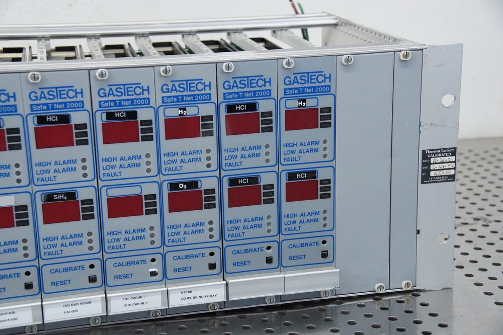 Gastech Safe T Net 2000 gasmonitor on rack (Qty 9) analyzer controller