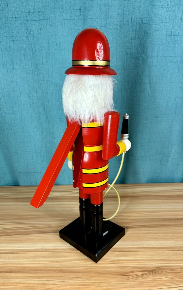 15” Christmas Nutcracker Red Fireman Fire Captain With Water Hose