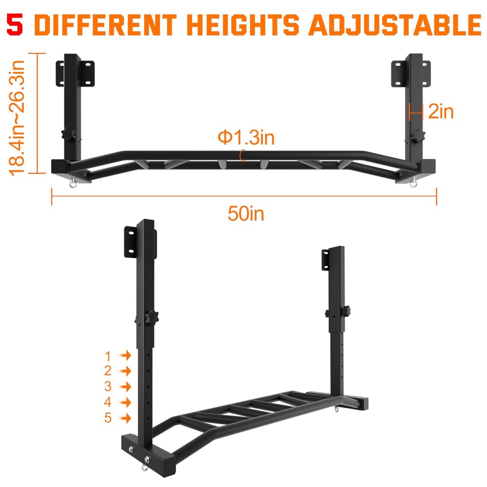 48" Joist Mounted Pull Up Bar, 600LBS Heavy Duty Multi Grip Ceiling Mount Chi...