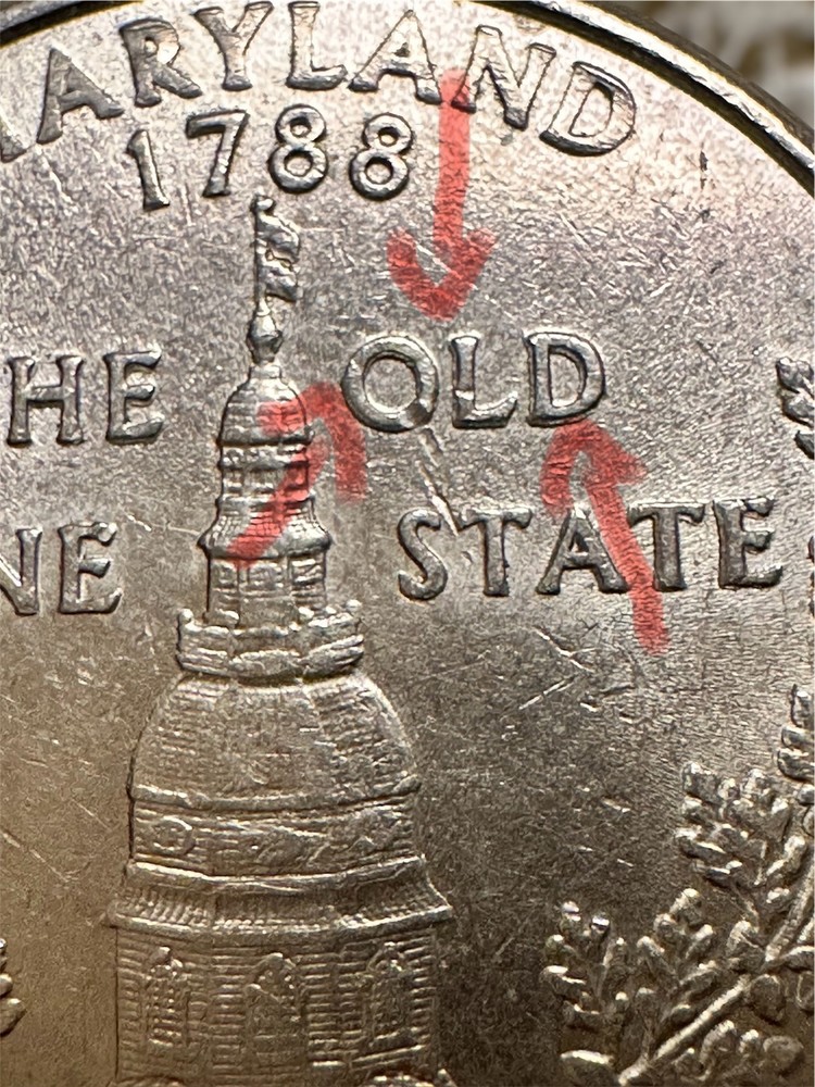 2000 P Maryland Washington Quarter Double Die Front And Reverse