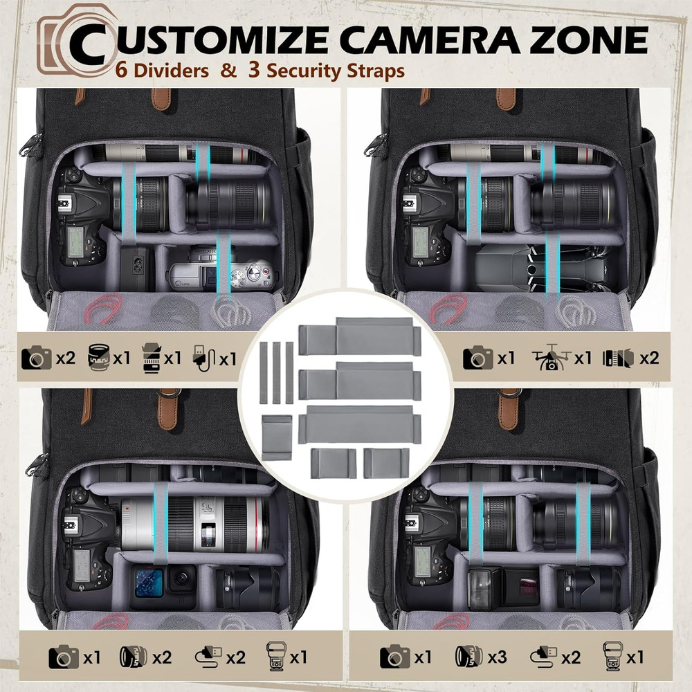 Professional Camera Backpack for DSLR/SLR with Laptop Compartment & Rain Cover