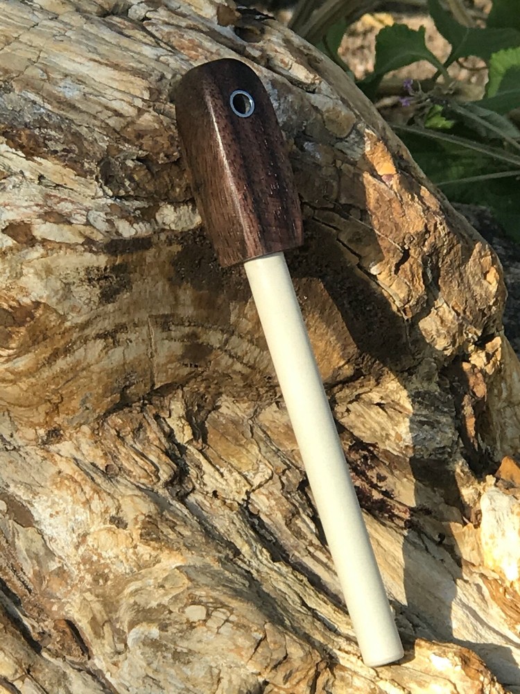 Ceramic Rod Walnut Handle Knife and Tool Field Sharpener W/ Lanyard Hole