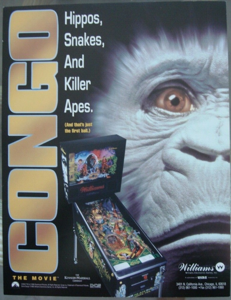 Williams Congo Pinball Original Advertising Flyer
