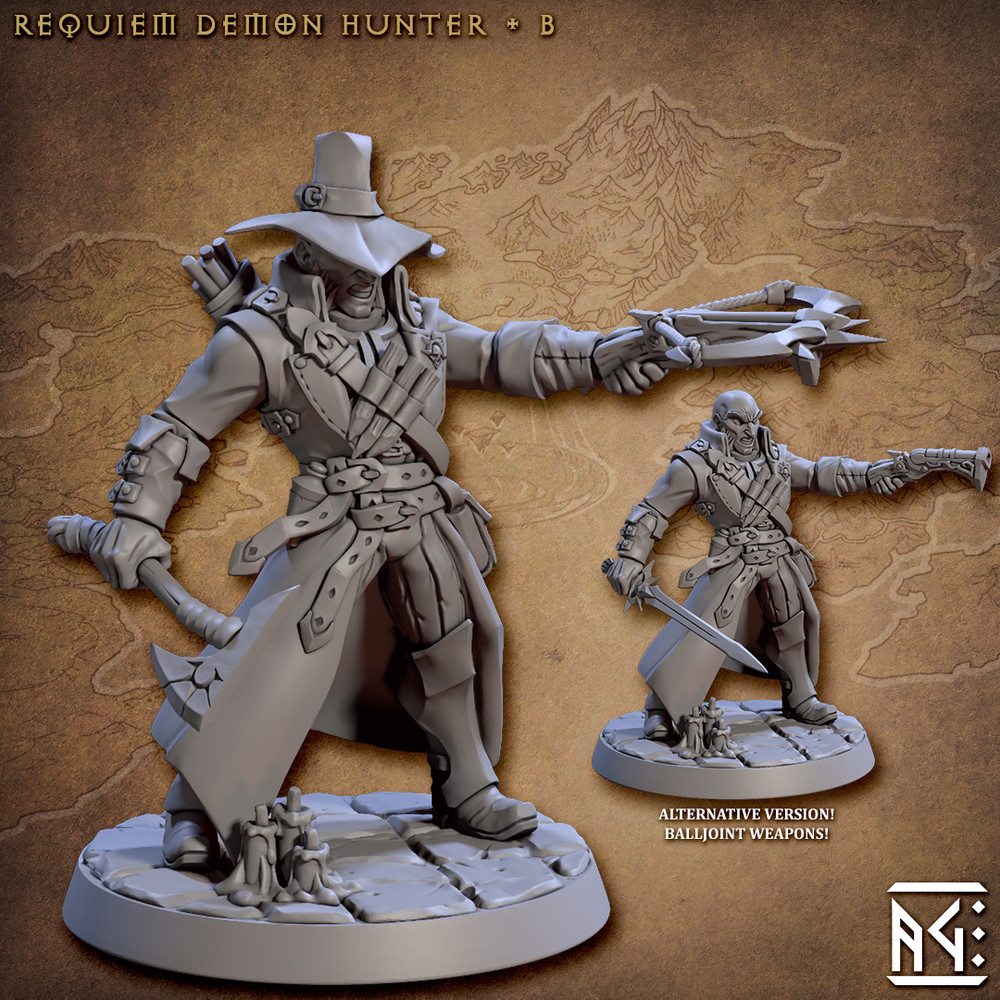 Demon Hunter B - Artisan Guild - Fantasy D&D Miniature