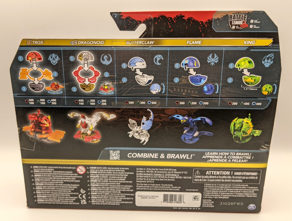 Bakugan Battle 5 Pack Special Attack Trox Dragonoid Butterclaw Flame King