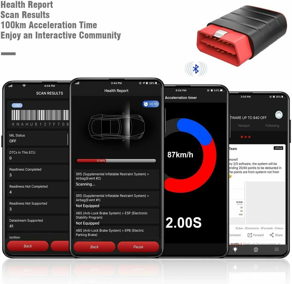 ThinkSafe OBD2 Diagnostic Scanner Bluetooth All System Bidirectional ABS SRS BMS