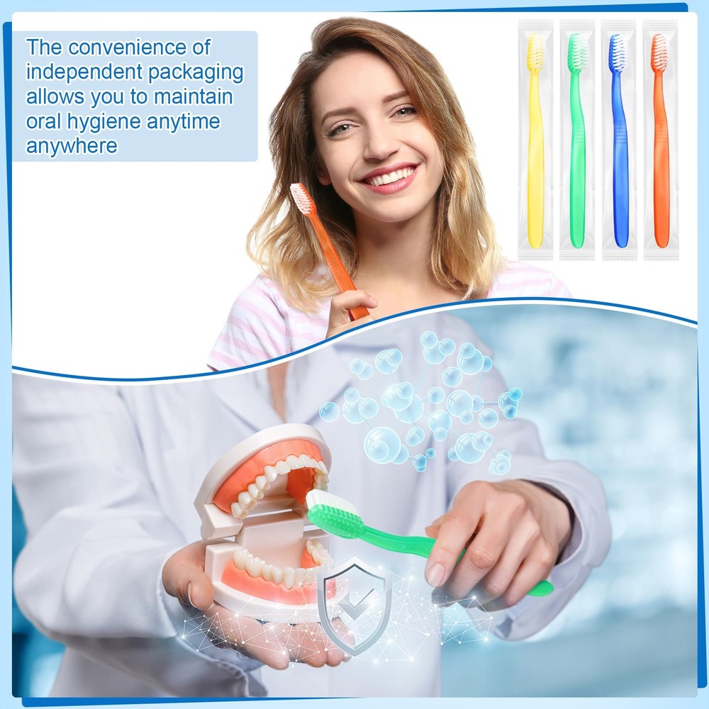 Ziliny 200 Pcs Prepasted Disposable Toothbrushes Bulk Individually Wrapped...