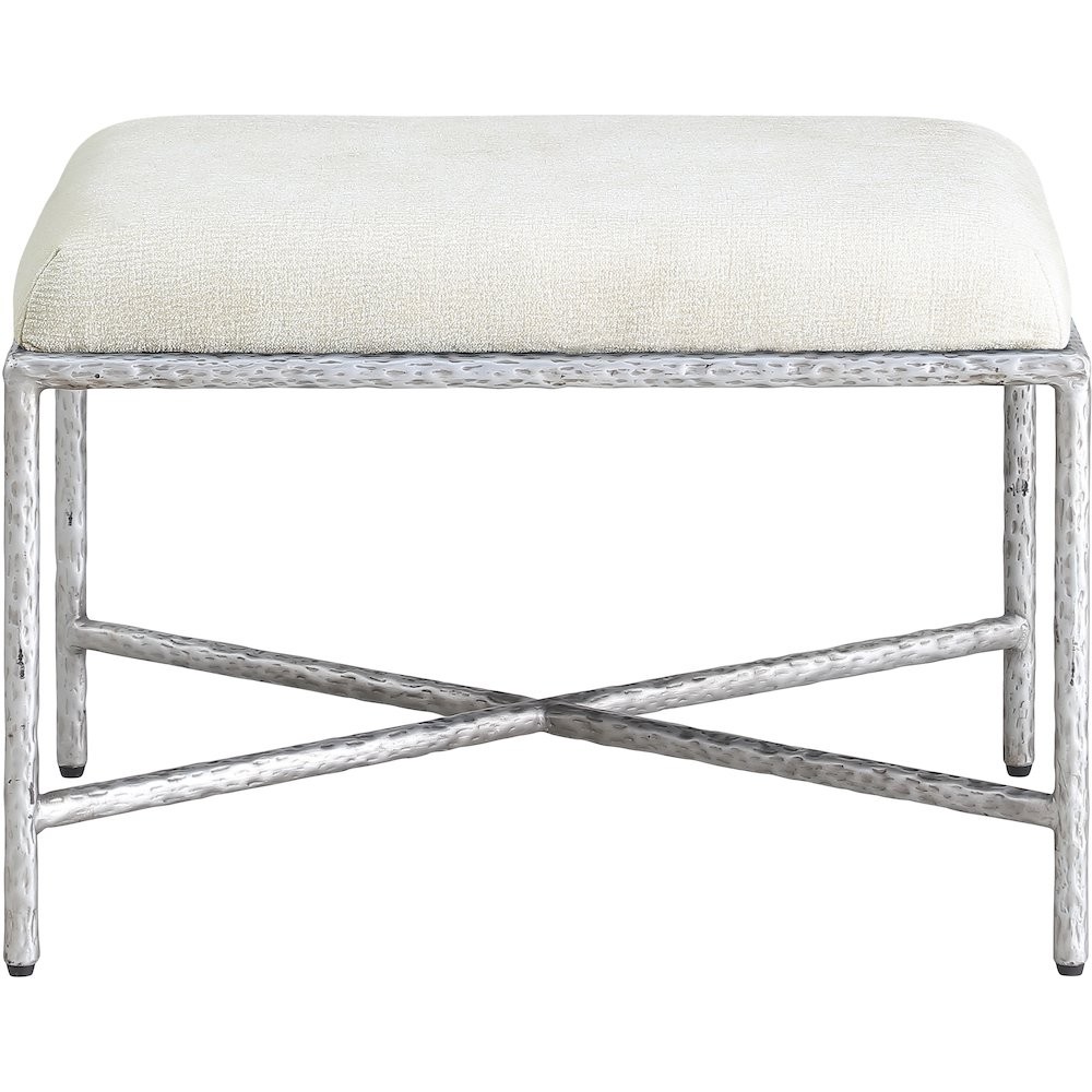 Valley Cream Chenille Fabric Bench