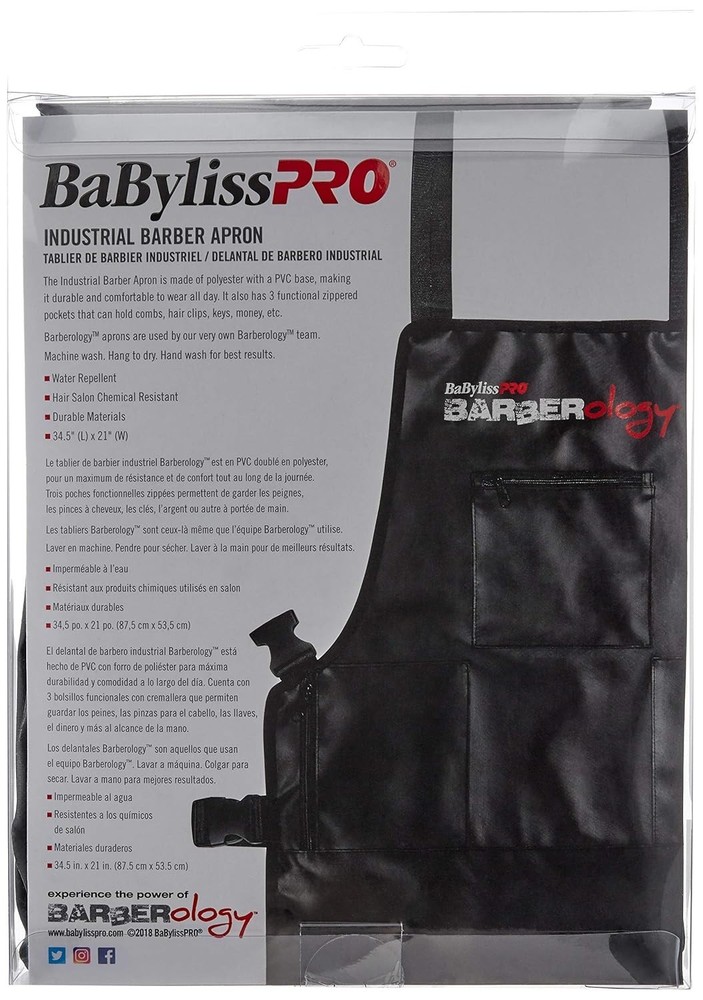 Professional Barber Apron - Black, Durable Polyester with PVC Base Protection