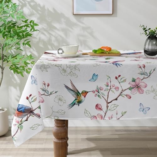 Spring Tablecloth 60x120 for Recatangle 120" x 60" (Rectangular) Floral Bird
