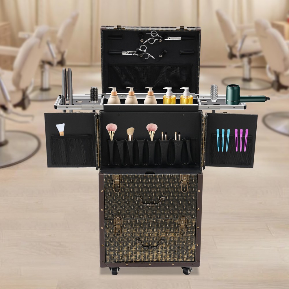 Rolling Lockable Makeup Train Case Organizer Trolley Lockable Professional
