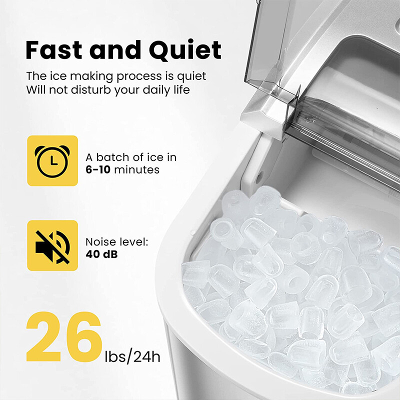 Electric Ice Cube Maker Machine w/ 10 Ice Bag, Self Cleaning Function 27lbs/Day