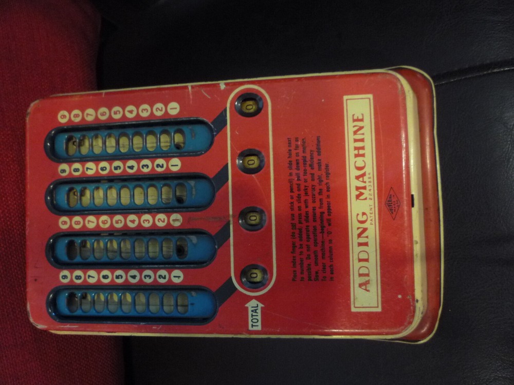 Vintage WOLVERINE No. 39 red/blue/yellow ADDING MACHINE