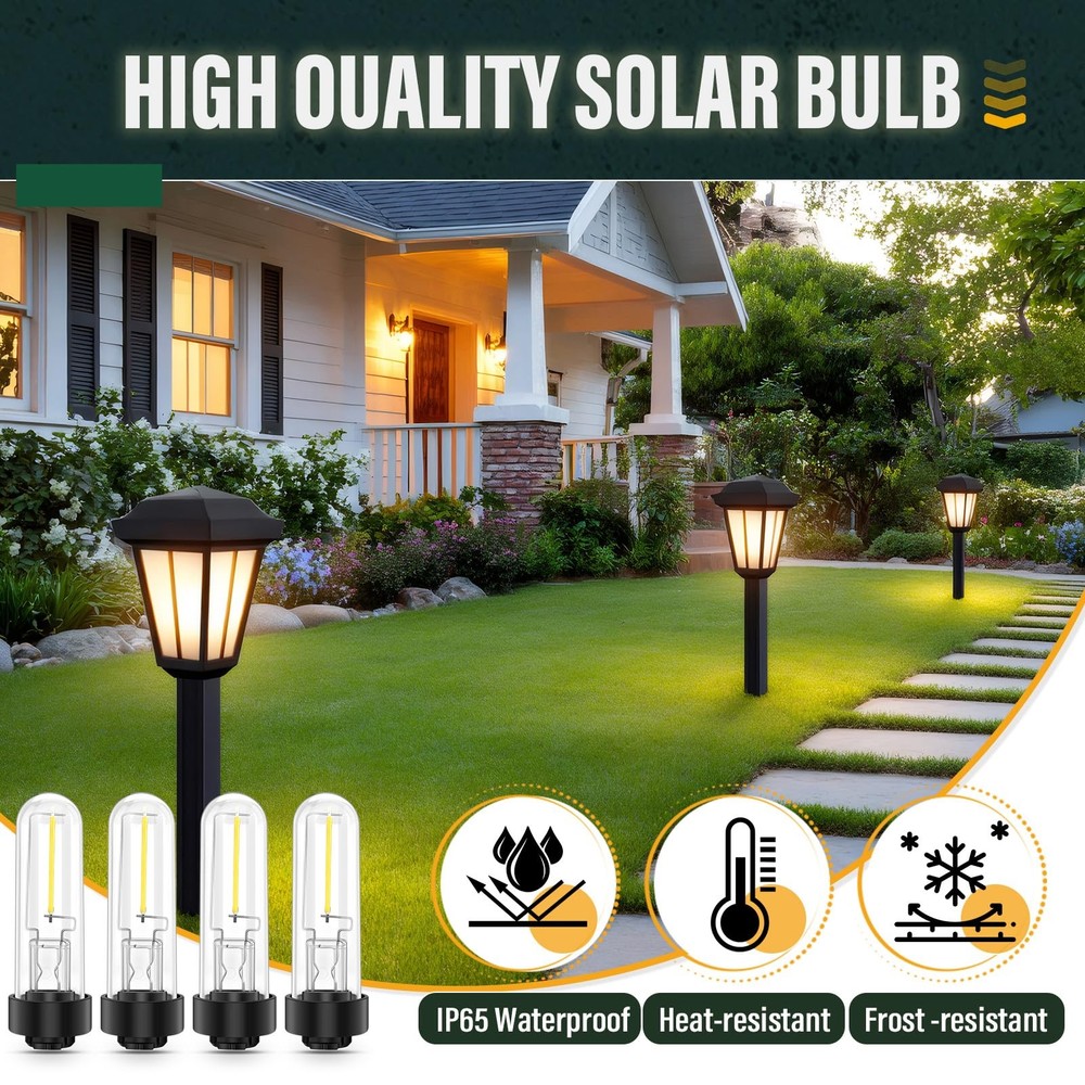 4 Pack Solar Light Replacement Bulbs 3000K 0.5W DC 3V Warm White