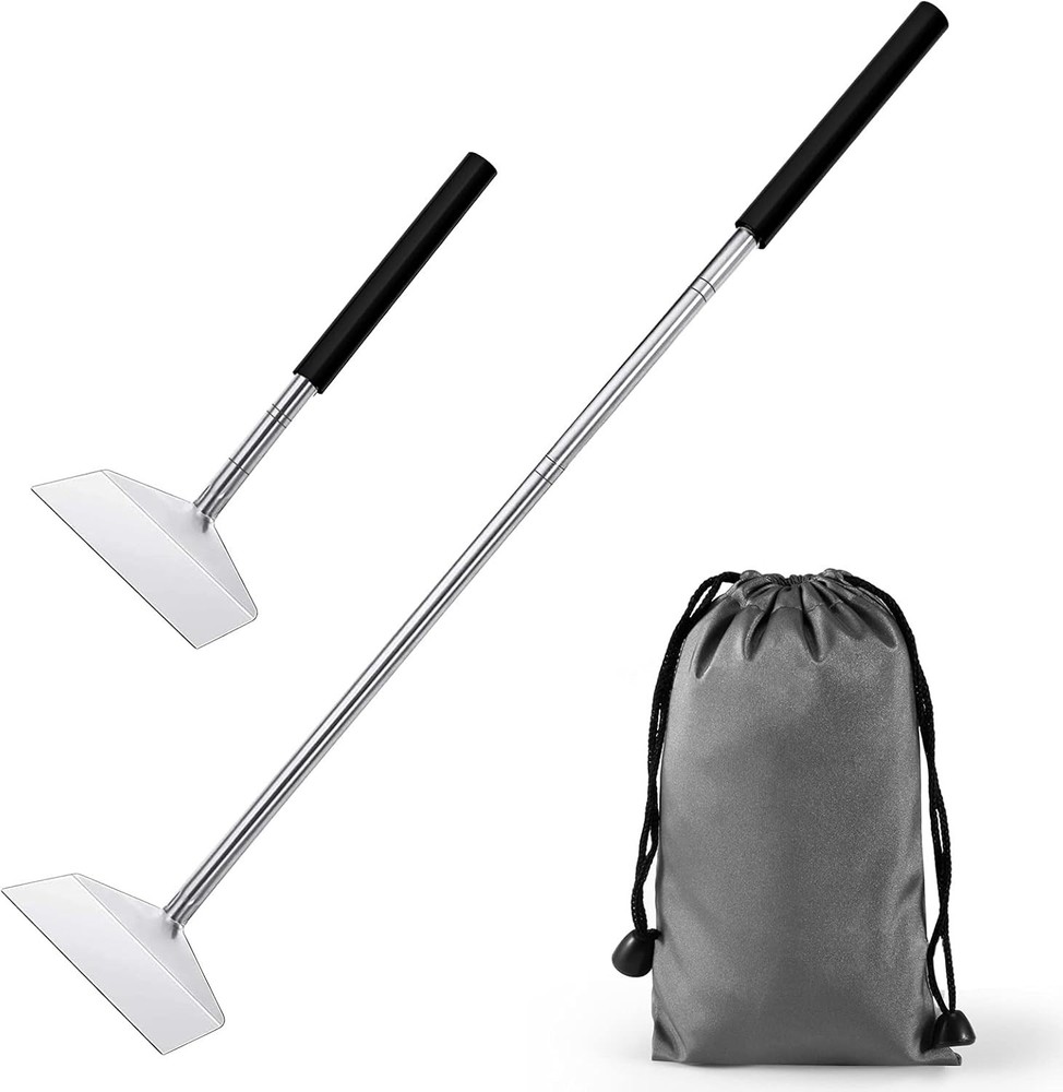 26.8 Extendable BBQ Ash Tool Stainless Steel Charcoal Rake Silver
