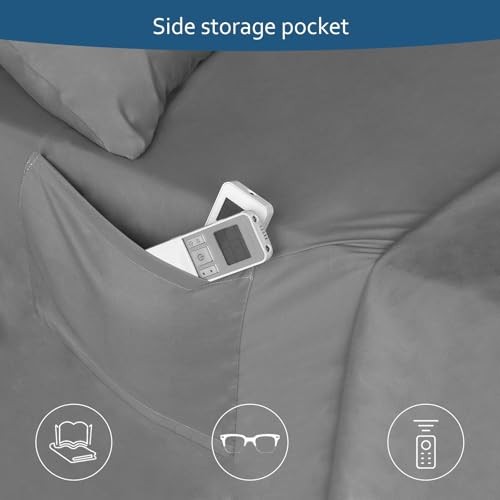 Air Mattress Sheet Set Deep Pocket Sheets - 4 Piece Bed Sheets Size Queen Gray