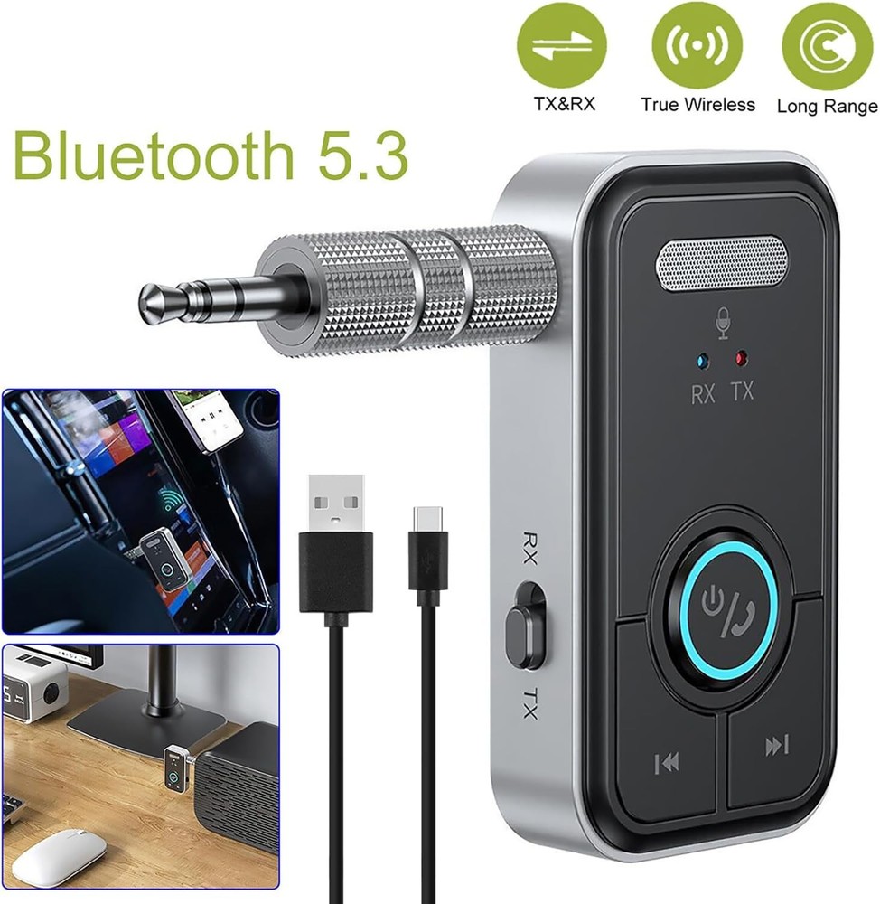Bluetooth Transmitter and Receiver, 2 in 1 Wireless Bluetooth Audio Adapter Cars