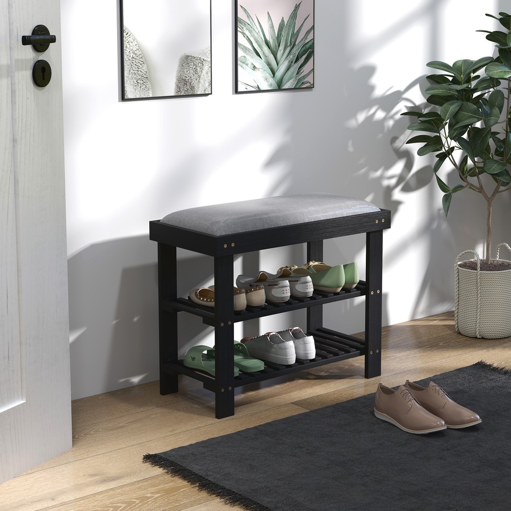 Shoe Storage Cabinet Shoe Rack Black Gray