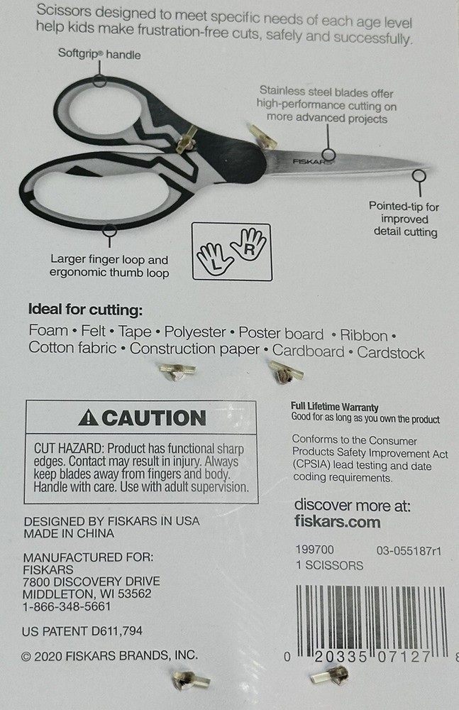 Fiskars Student Scissors - 7” Blue Small Sharp Craft Sewing School scrapbooking