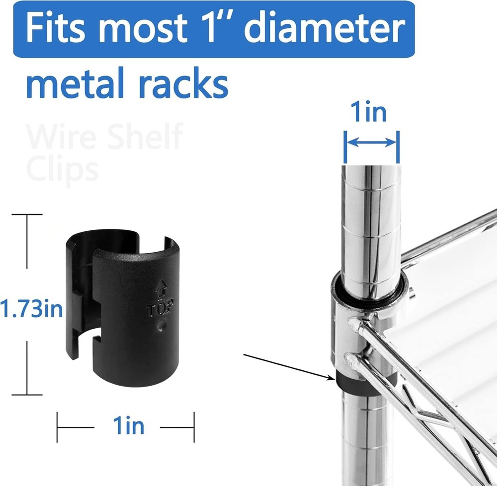 Sturdy 1-Inch Wire Shelf Clips - 100 Pack Easy Install Plastic & Metal Solution