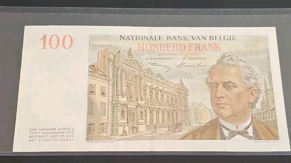 1953 Belgium 100 Francs VF+