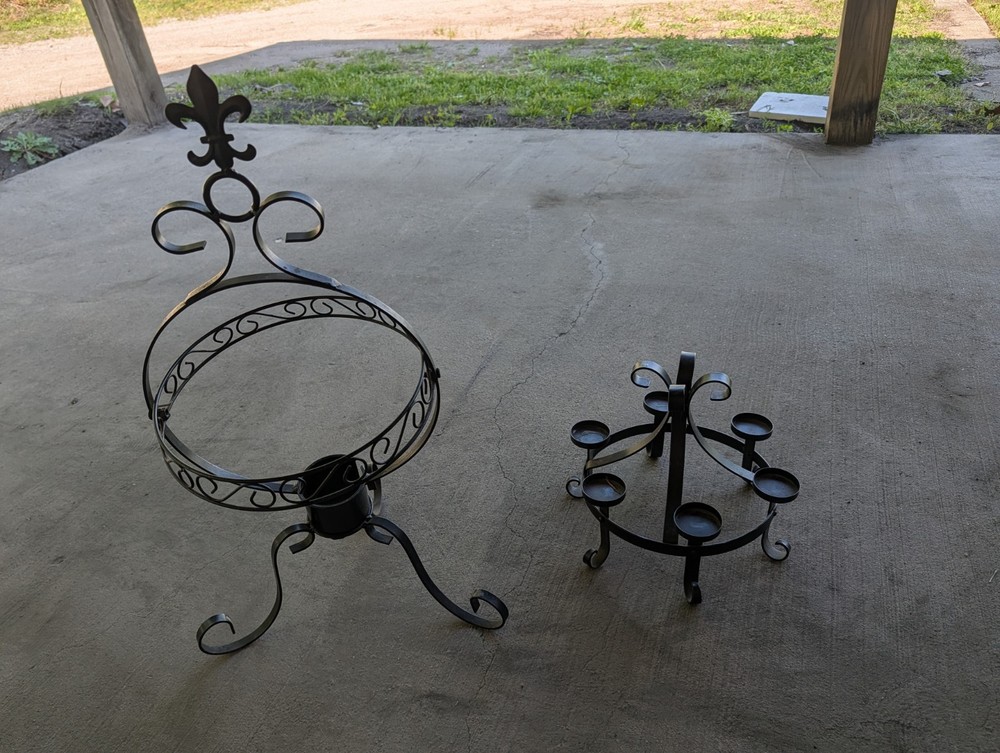 Wright Iron Candle And Glass Ball Holder