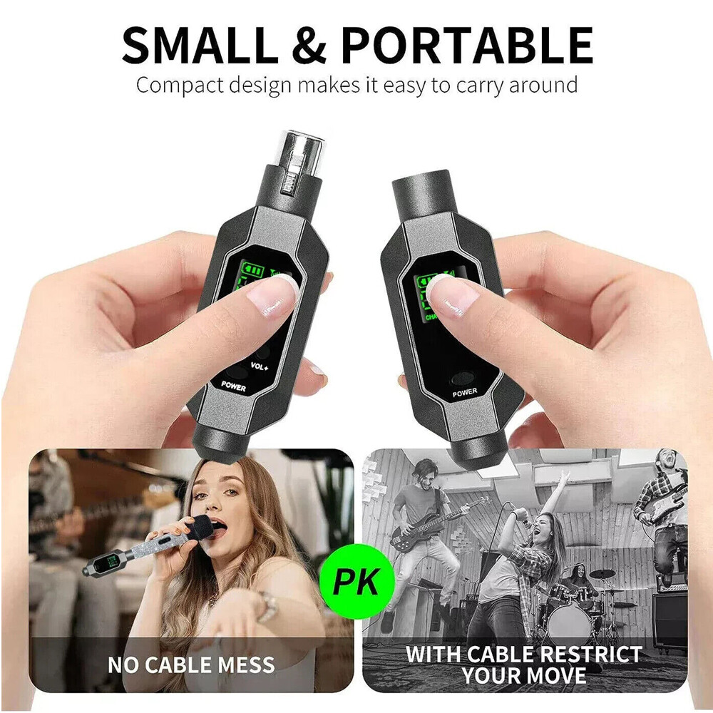 Wireless Microphone Converter XLR Transmitter&Receiver Microphone For 2 mic US