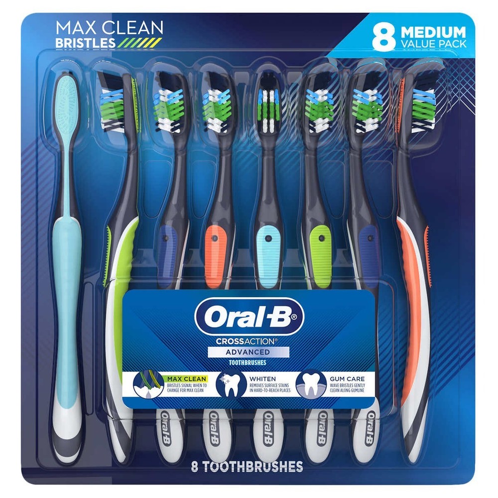 Oral-B CrossAction Advanced Toothbrush, 8-pack, Soft or Medium