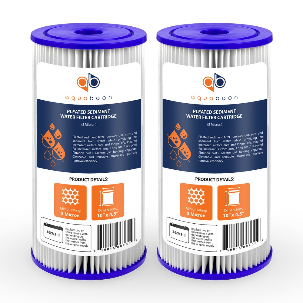 2PK of Big Blue 5µm Pleated Washable Sediment Water Filter 10"x4.5" by Aquaboon