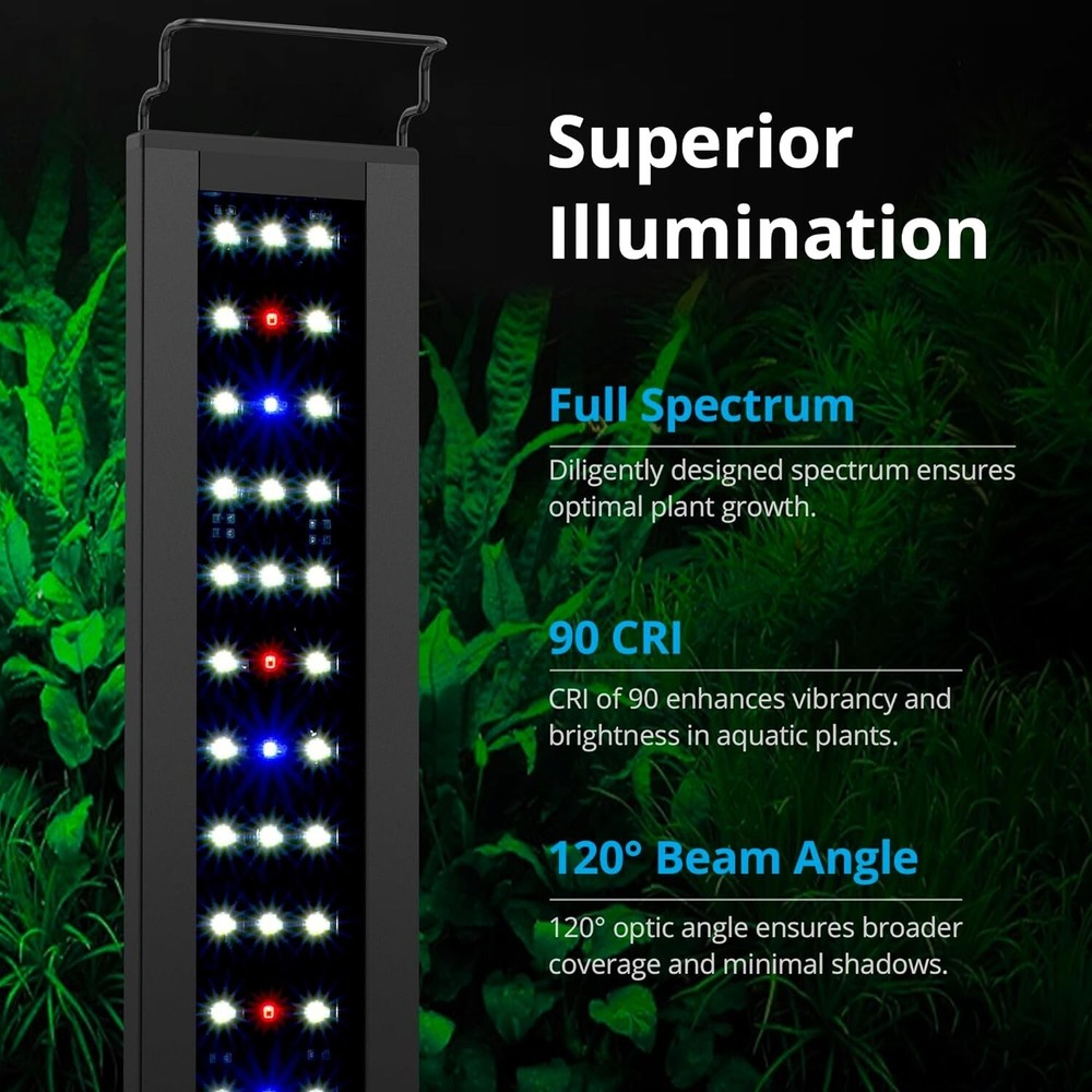 Aquarium LED Light 18"-24" Extendable Multicolor Day/Night Mode Dimmable, Timer