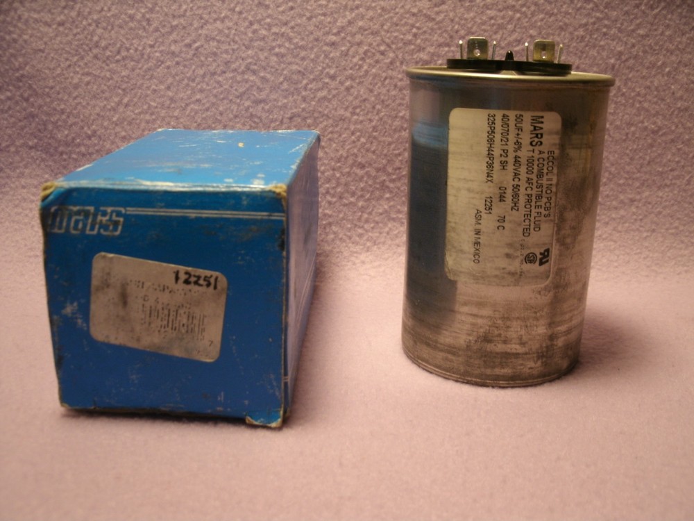 New Mars 12251 Motor Run Capacitor 50MFD 440VAC