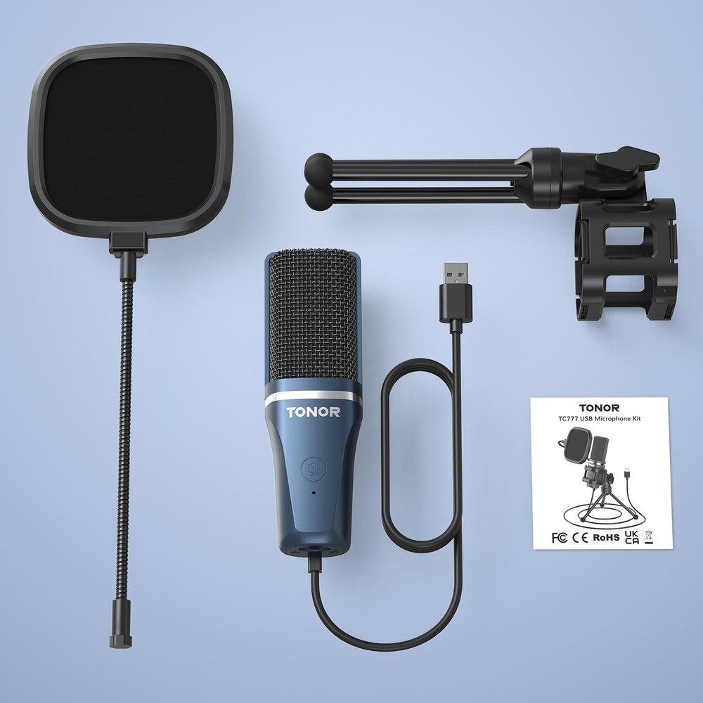 TC-777 Podcast Microphone, USB Computer Microphone, Cardioid Condenser PC Mic...