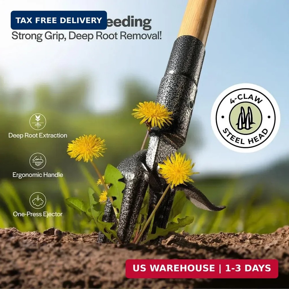 Weed Puller Tool, Stand Up Heavy Duty Weed Remover Tool with Long Handle , Foot