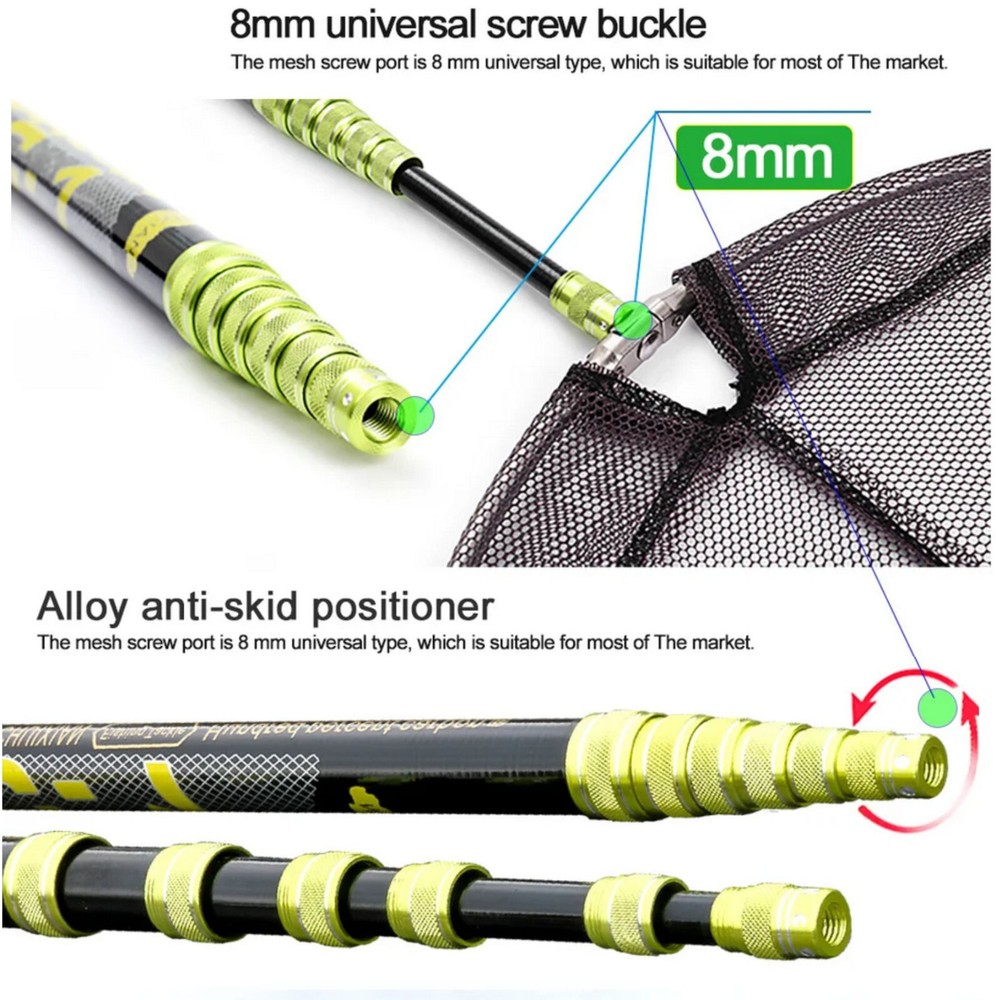 98.43" Telescopic Stainless Gaff with option hook or net or both