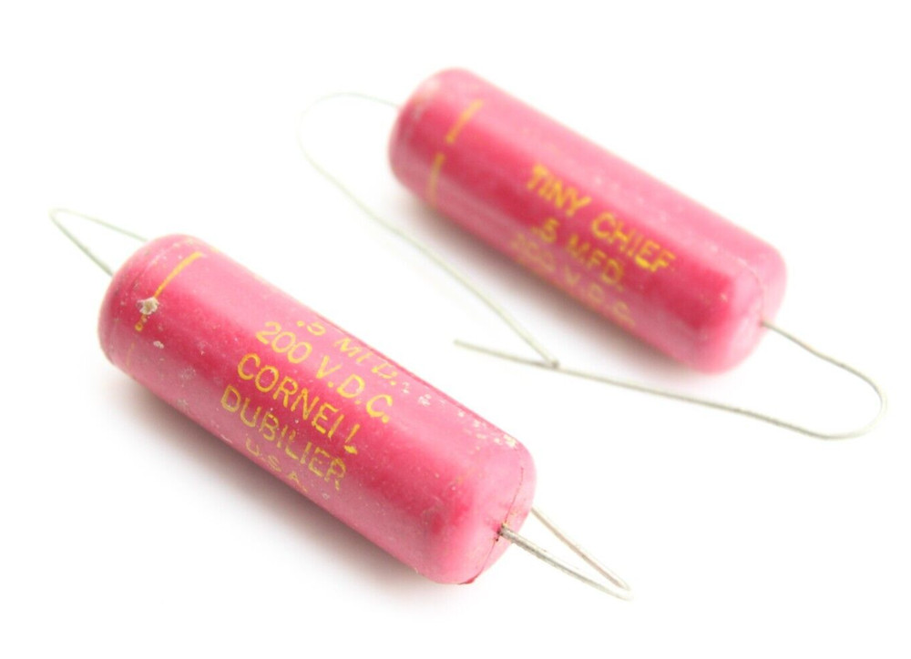 NOS Matched Pair Cornell Dubilier Tiny Chief .5uF 200V DC 5% Capacitors Tested