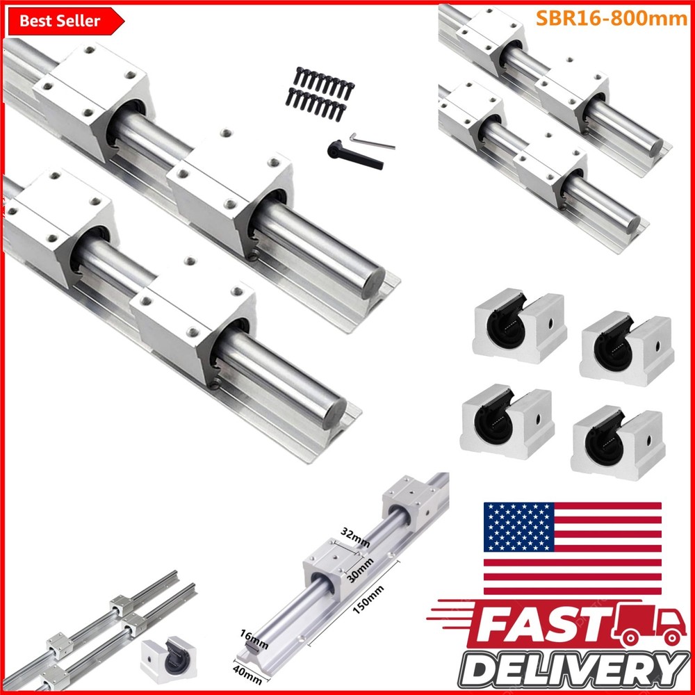 2Pcs Linear Rail 31.5 Inch & 4 Slide Bearing Blocks - Versatile for DIY Projects