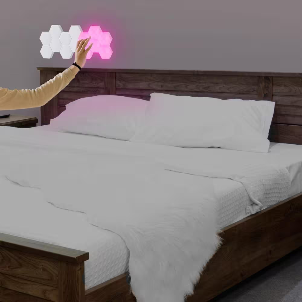 Hexagon Unique Multi-Color LED Touch Light, 4 Color-Changing Modes, DIY Installa