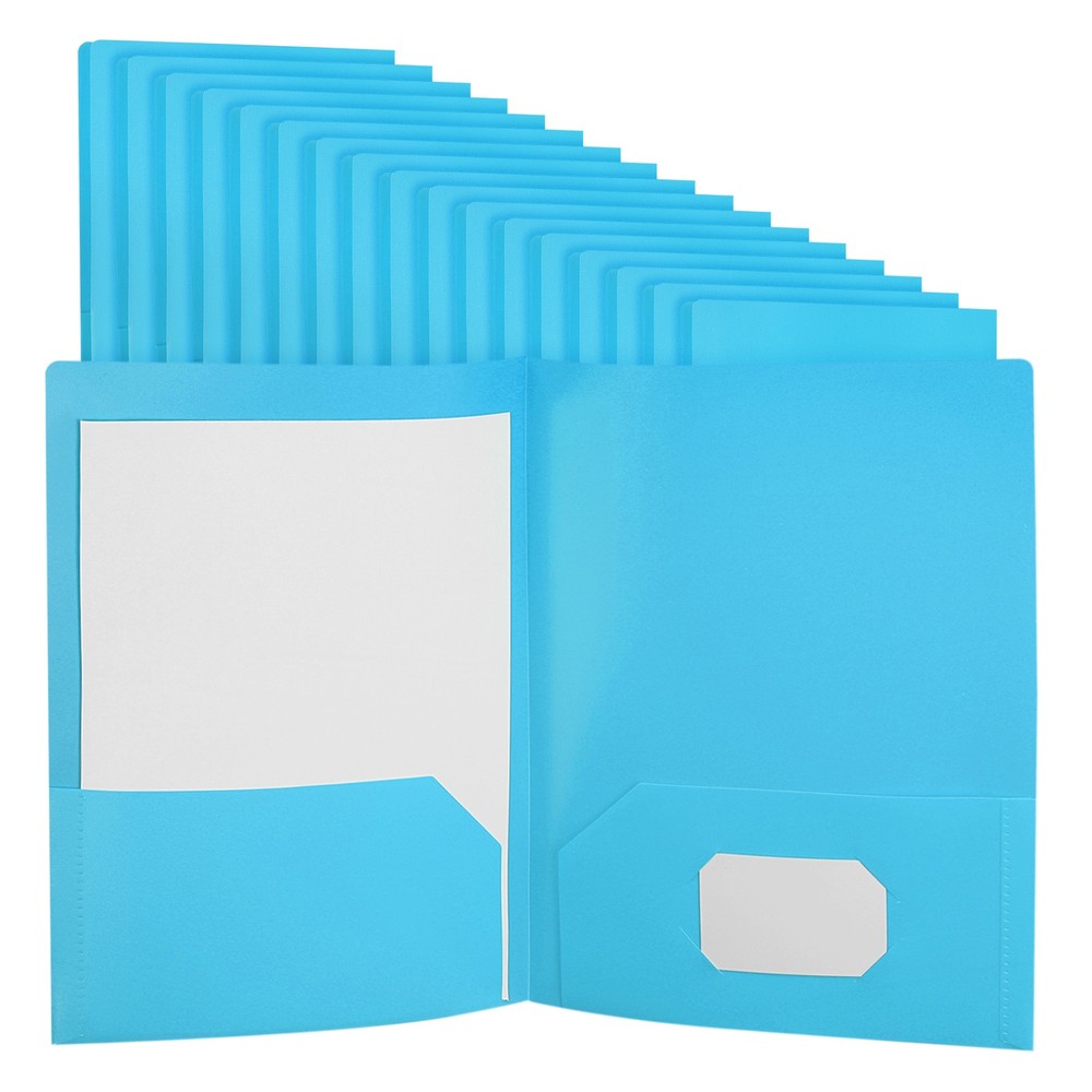 Blue Plastic Folders with Pockets, 24 Pack Plastic Pocket Folders