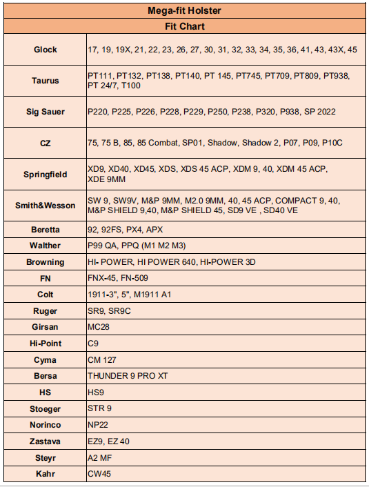 Left Handed Universal Level 2 OWB Gun Paddle Holster w/ Quick Release Button
