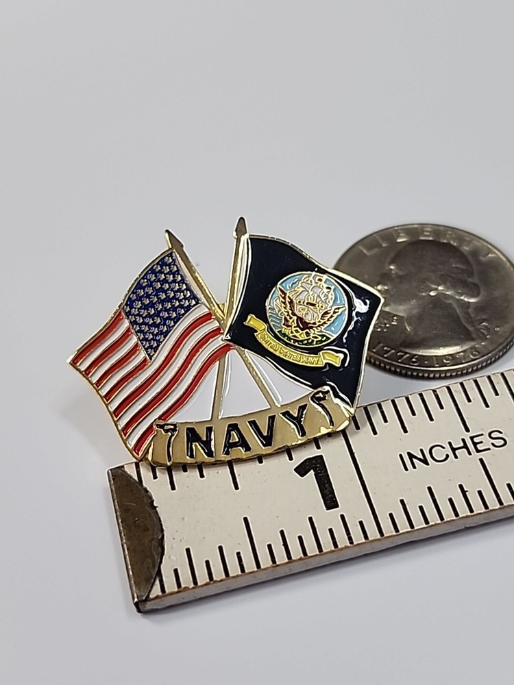 US Navy Flag & USA Flag Lapel Pin