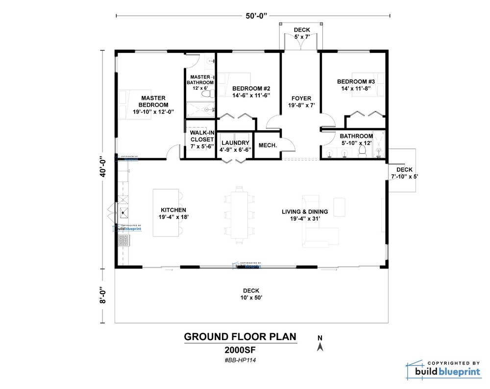 40x50 Lean Modern Cottage Custom Architectural Plans 2000SF - PDF Download