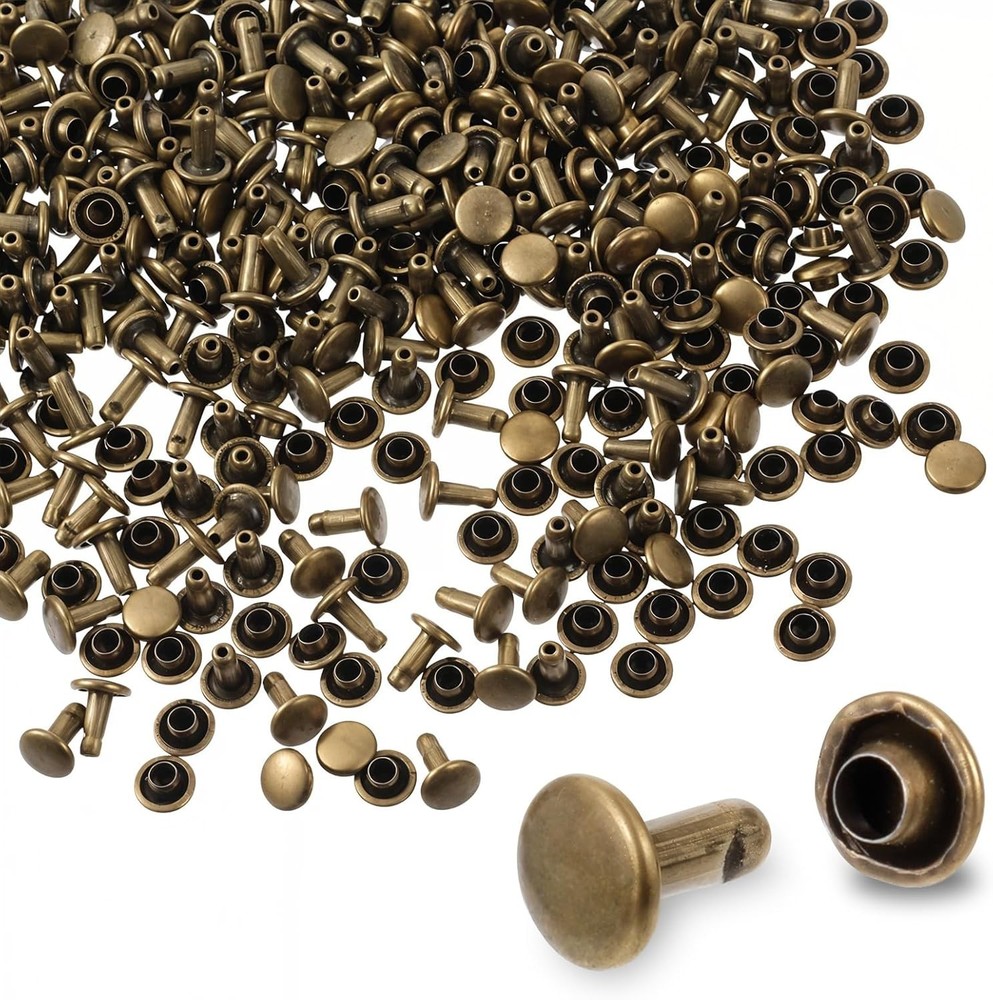 200sets Double Round Cap Leather Rivets Double Cap Rivets Tubular Leather Studs