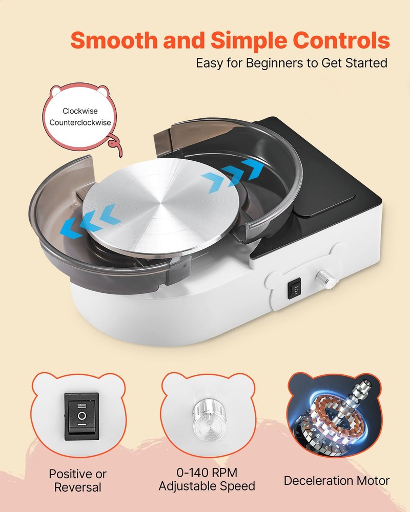 HOT/ Mini Pottery Wheel,6 inch Turntable,Forward and Reverse Rotation,Adjustabl