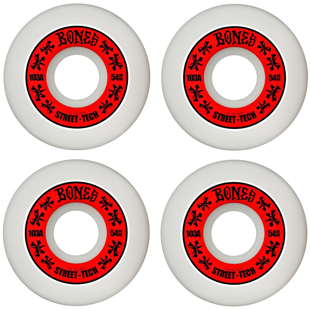 Bones Skateboard Wheels 54mm STF V3 Slims 103A White